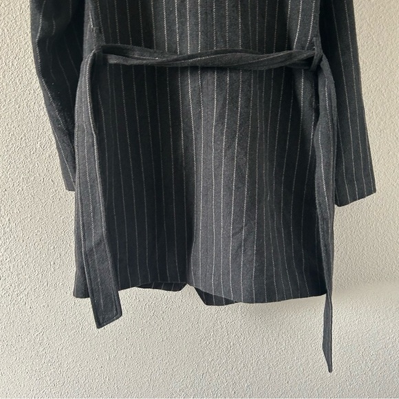 Love Stitch Women’s Coat Small Gray Striped Open Waterfall Front Winter Fall - Picture 8 of 11